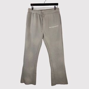 Retrovert Womens Pants Gray Flare Sweatpants Embroidered Pockets Casual Large